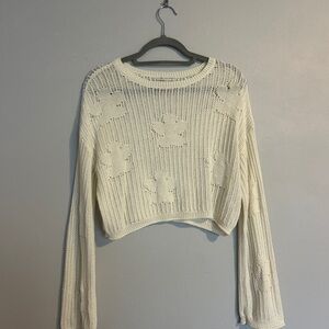 Cream Knit Cropped Sweater
